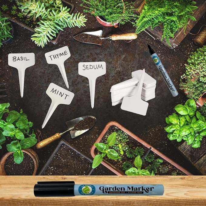 100 T-Type Plastic Plant Labels (Garden Markers Waterproof Signs for Outdoor Plant Tags Plant Markers Supplies (NO Pen) Plant T-Type Tags Indoor Herb Nursery Garden Labels