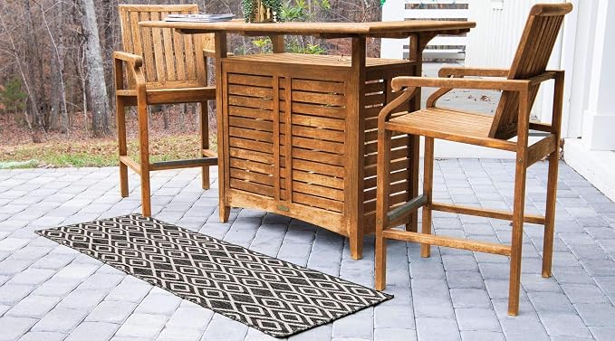 Jill Zarin Outdoor Collection Area Rug - Turks and Caicos (2' x 6' Runner Charcoal Gray/Ivory)