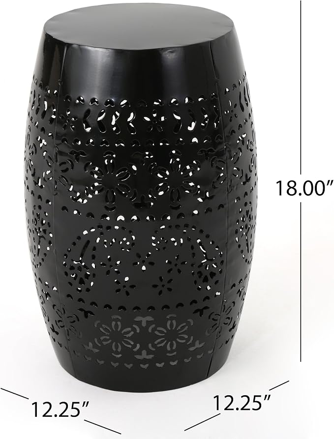 Christopher Knight Home Apollos Indoor Lace Cut Iron Accent Table, Black
