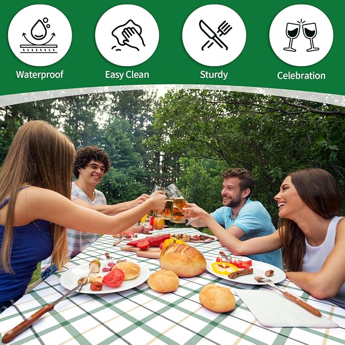 Picnic Table Cover with Bench Covers, Elastic Fitted Spandex Tablecloths for 6 Foot Rectangle Tables, Stretch Washable Patio Tablecloth for Outdoor