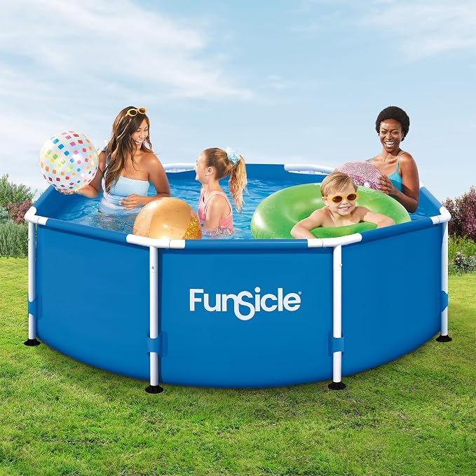 Funsicle Activity 8'x30 Above Ground Swimming Pool with Pump, Blue | Round Swimming Pool includes FiltraBoost 400 GPH Filter Pump With AutoSkimmer, Type I Filter Cartridge & Repair Patch