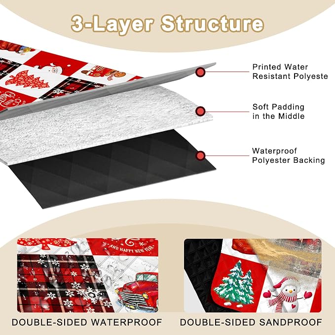 Poedist Extra Large Picnic Blanket Waterproof,80"x 80"Foldable Machine Washable Beach Blanket,Outdoor Blanket for 6-8 Adults,Suitable for Crawling,Park Beach,Camping,Hiking,Family,Merry Christmas