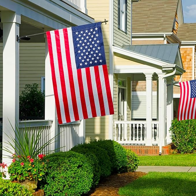 American Flag Pole Sleeve 2.5x4 Ft Banner Style-Embroidered Stars,Sewn Stripes,UV Protected,Heavy Duty Durable Nylon USA US Outdoor Indoor Flags (Pole NOT Included)