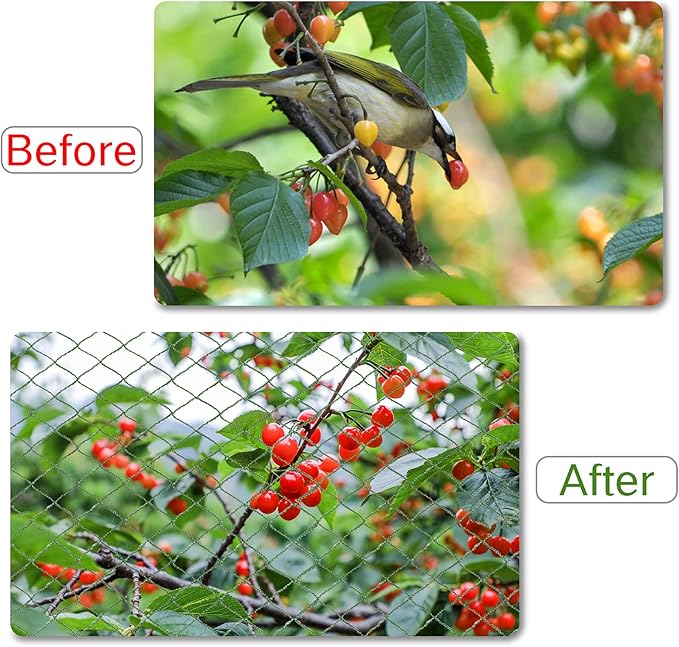 Anti Bird Netting for Garden Woven Mesh - Heavy Duty Protect Plants and Fruit Trees from Rodents Birds Deer Poultry Reusable and Doesn't Tangle (19.5 ft x 40 ft)