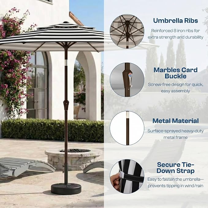 10FT Patio Umbrella, 2 Tier Outdoor Table Umbrella, Large Vented Market Umbrellas with Push Button Tilt and Crank, 8 Sturdy Ribs for Backyard, Deck, Pool, UPF50+ UV Protection