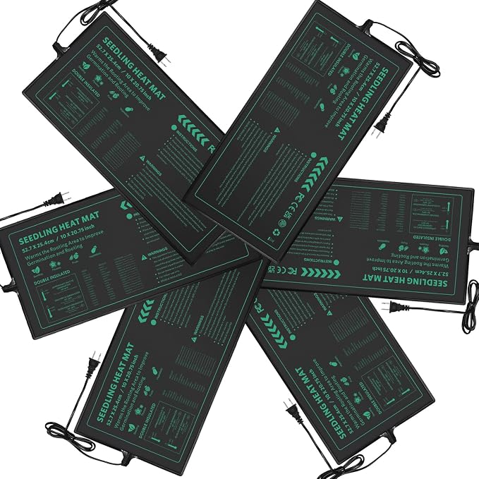 Seedling Heat Mat 6 Pack Durable Waterproof Plant Heating Pad 10"x 20.75" for Germination, Indoor Gardening, Greenhouse