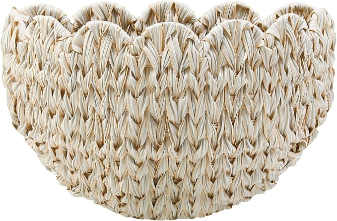 Coeusy Wicker Wall Basket,Scalloped Hanging Wall Basket for Storage and Organizing,Wicker Decorative Storage Baskets for Flower,Magazine,Nursery,Front Door,Bathroom Boho Decor