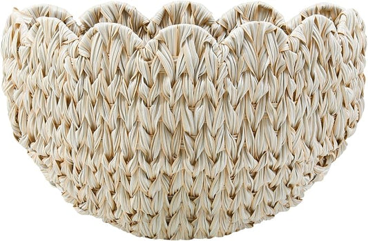 Coeusy Wicker Wall Basket,Scalloped Hanging Wall Basket for Storage and Organizing,Wicker Decorative Storage Baskets for Flower,Magazine,Nursery,Front Door,Bathroom Boho Decor