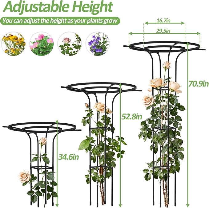 Trellis for Climbing Plants Outdoor, 70.9 Inch Mushroom Top Trellis for Climbing Plants, Metal Plant Support for Potted Plants Climbing Vine Rose Clematis Vegetable Trellis (1 Pack)
