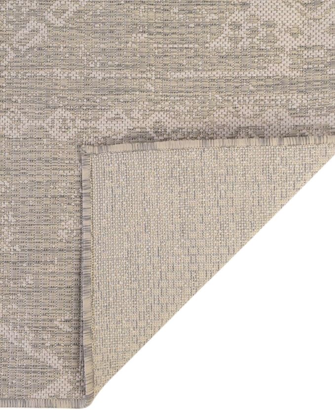 Unique Loom Outdoor Bohemian Collection Area Rug - Anthro (3' 3" x 12' Runner, Gray/ Ivory)