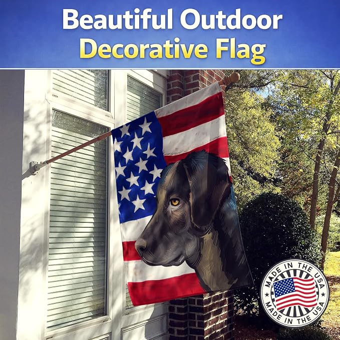Caroline's Treasures CK6476CHF Portuguese Cattle Dog American Flag House Flag Large Porch Sleeve Pole Decorative Outside Yard Banner Artwork Wall Hanging, Polyester, House Size, Multicolor