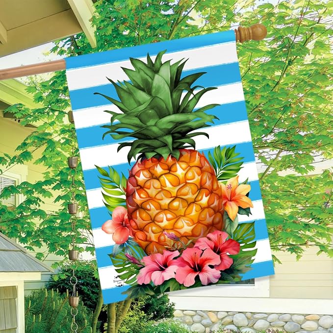 Briarwood Lane Pineapple and Stripes House Flag