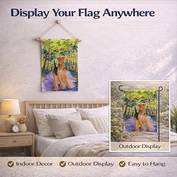 Caroline's Treasures SS8208GF Airedale Garden Flag Mailbox Flag Decorative Yard Flag Banner Outside Patio Artwork Yard Flower Beds, Garden Size, Multicolor