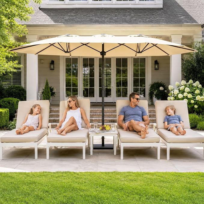 Sannwsg Outdoor Patio Umbrella,Table Umbrella with Push Button Tilt and Crank,Market Umbrella with 8 Sturdy Ribs,Yard Umbrella