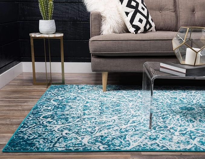 Unique Loom Sofia Collection Area Rug - Grace (5' 1" x 8', Turquoise/ Ivory)