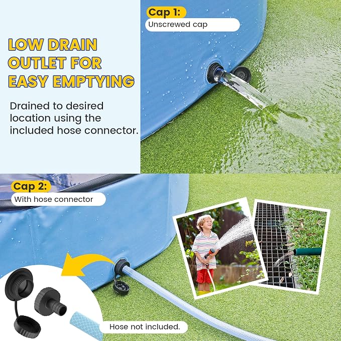 PETOCAT 97" Foldable Dog Pool Kiddie Swimming Pool,Plastic Non-Slip Hard Shell Kids Wading Pool, Large Portable Collapsible Pet Puppy Bathing Tub, Heavy Duty - Family Size, 8 ft x 16 inch.D - 5XL