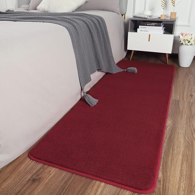 AROGAN 2x6 Runner Rug for Hallway, Long Runner Rugs Non Slip, Wine Red | Soft Washable Memory Foam Carpet for Bedroom, Non Slip Backing Runners Rug for Hallways, Kitchen, Bathroom, Entryway Home