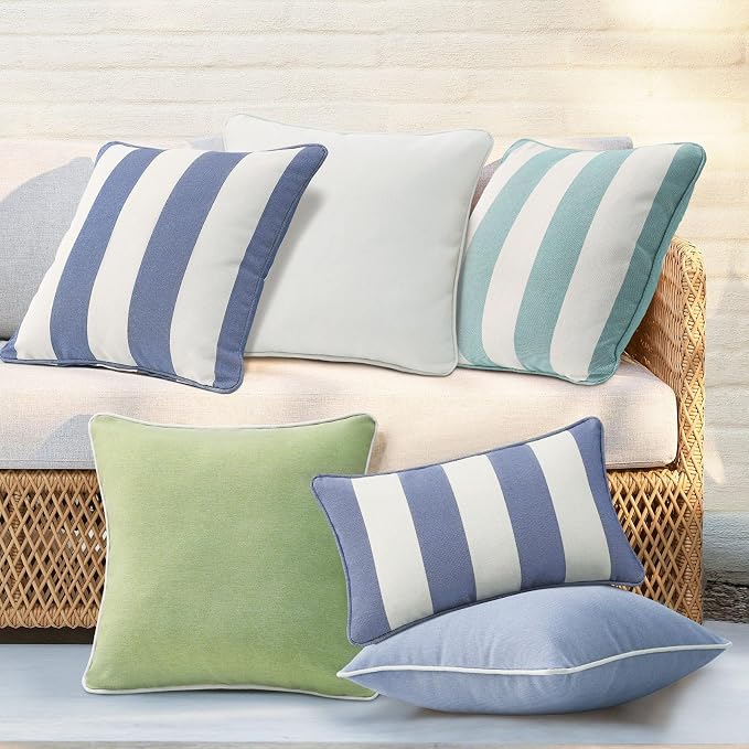 Unimatta Decorative Outdoor Water Repellent Throw Pillows with Inserts, Set of 4, 18" x18" Pillows for Patio, Backyard, Bed, Couch, and Patio Furniture, Seaweed Green