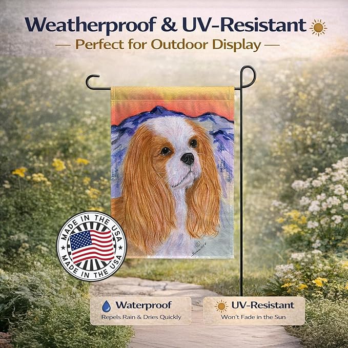 Caroline's Treasures SS8164GF Cavalier Spaniel Garden Flag Mailbox Flag Decorative Yard Flag Banner Outside Patio Artwork Yard Flower Beds, Garden Size, Multicolor