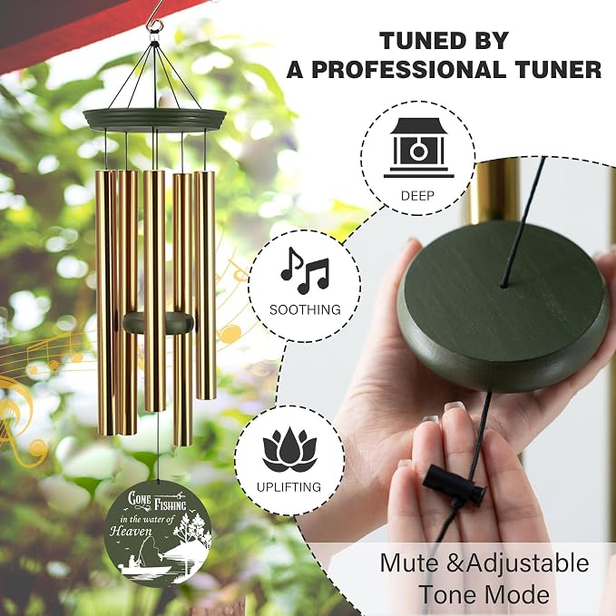 ASTARIN Sympathy Gifts for Loss of Loved One, Condolences Wind Chimes for Loss Grandfather Dad Friends Who Like Fishing, Care Package for Grieving Friend(Produced in Texas)