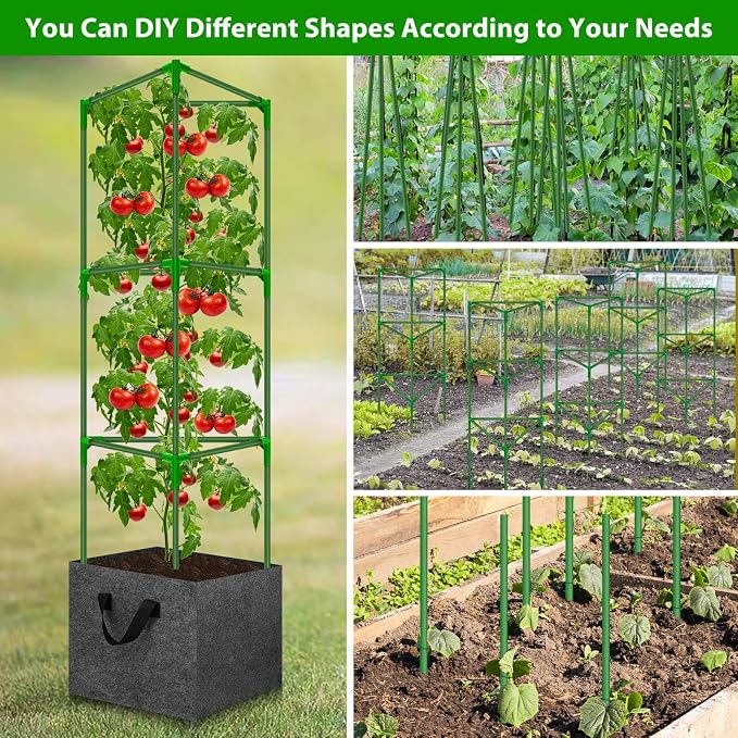 Tomato Cages for Garden with Grow Bags, 2 Pack Tomato Cage Trellis, Garden Cage Heavy Duty Tomato Stake Support, Plant Cage for Pots Plants Vegetable