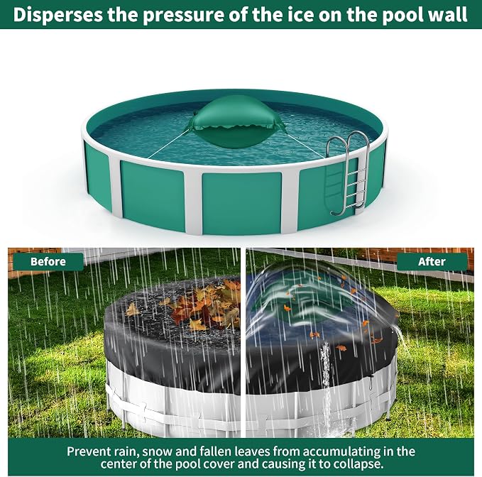 CACSPS 3 Pack Pool Pillow for Above Ground Pools, 4x4 Ft Air Pillow for Closing Winter Winterizing Kit, 0.5mm PVC Material, 2X 16.5Ft Rope (Green)