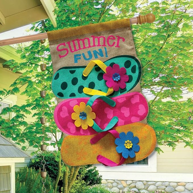 Briarwood Lane Summer Fun Flip Flops Burlap House Flag