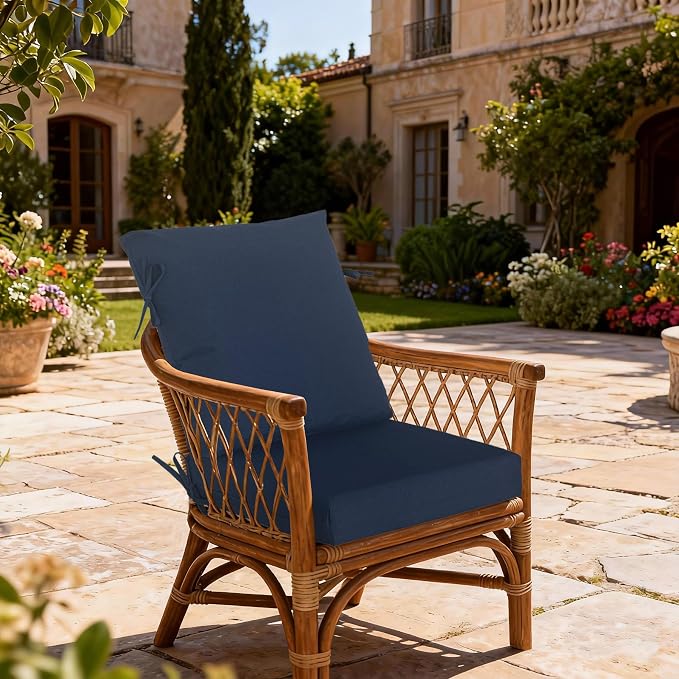 20"x20" Outdoor Universal Cushion Set of 1, Patio Cushions with Handles & Ties, Water-Proof Stain-Resistant UV Resistant Weather Resistant High Resilience Foam with YKK Zippers,Blue
