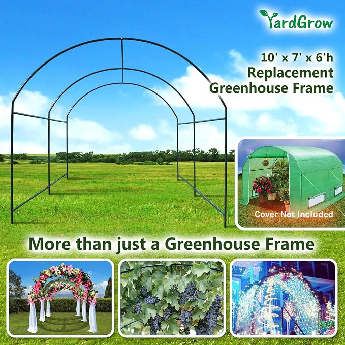 YardGrow Greenhouse Frames for Larger Hot Garden House Support Arch Frame Climbing Plants/Flowers/Vegetables Outdoor (10x7x6 FT)