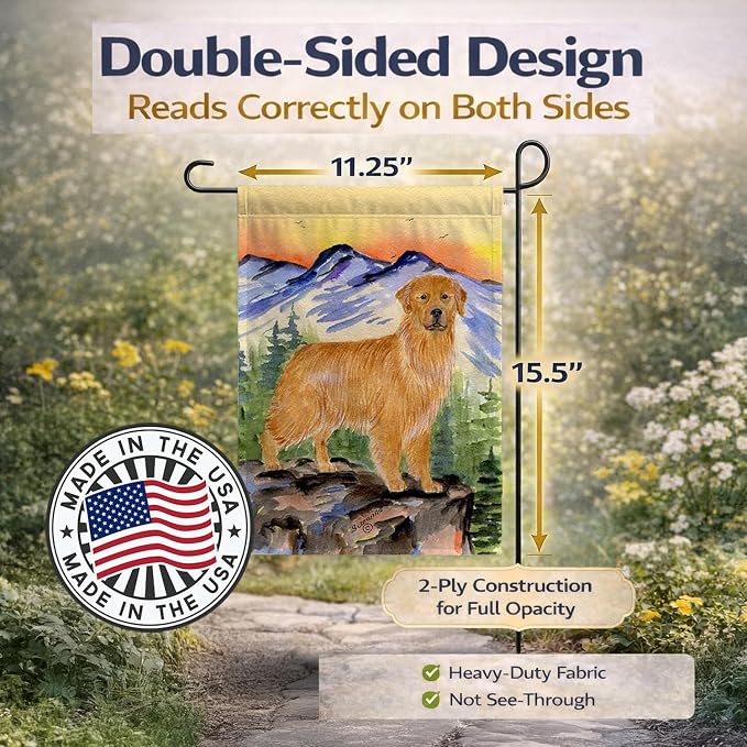 Caroline's Treasures SS8163GF Golden Retriever Garden Flag Mailbox Flag Decorative Yard Flag Banner Outside Patio Artwork Yard Flower Beds, Garden Size, Multicolor