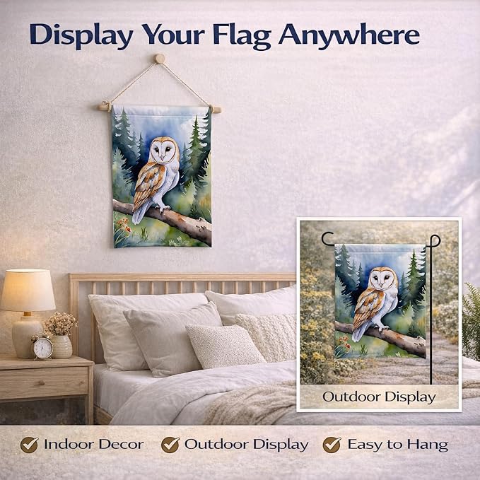 Caroline's Treasures Barn Owl Garden Flag Mailbox Flag Decorative Yard Flag Banner Outside Patio Artwork Yard Flower Beds, Garden Size, Multicolor