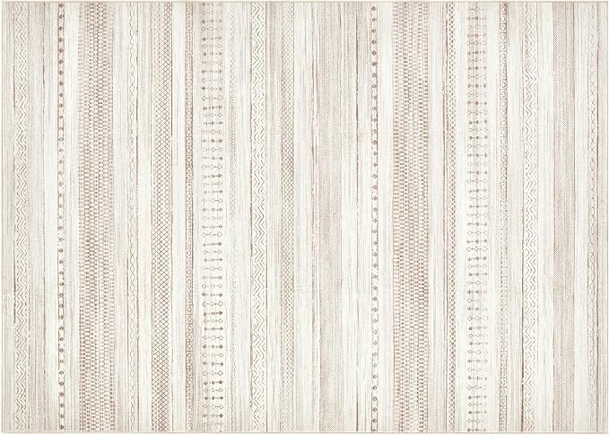 Boraya Area Rugs for Living Room: 9x12 Washable Boho Rug for Bedroom Large Neutral Bohemian Moroccan Farmhouse Geometric Dining Room Rugs Ultra Soft Floor Carpet Indoor for Home Office - Brown