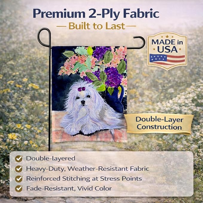 Caroline's Treasures SS8287GF Maltese Garden Flag Mailbox Flag Decorative Yard Flag Banner Outside Patio Artwork Yard Flower Beds, Garden Size, Multicolor
