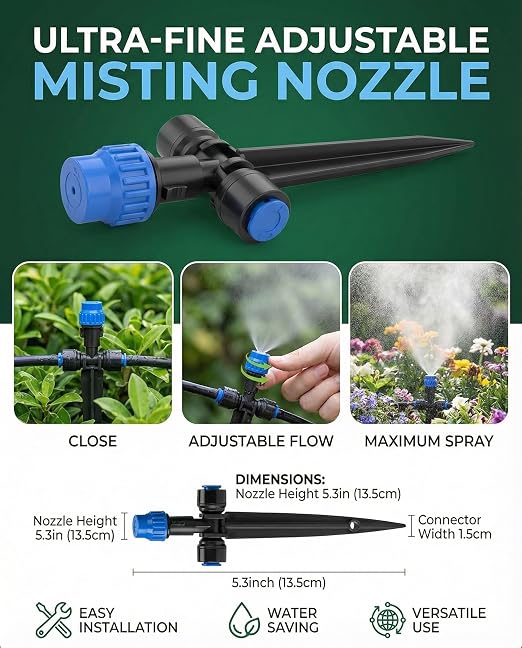 Drip Irrigation System，1/4" Blank Distribution Tubing Watering Hose, DIY Micro Sprinkler Automatic Plant Waterer for Garden, Greenhouse, Raised Bed, Patio & Outdoor Plants （59FT
