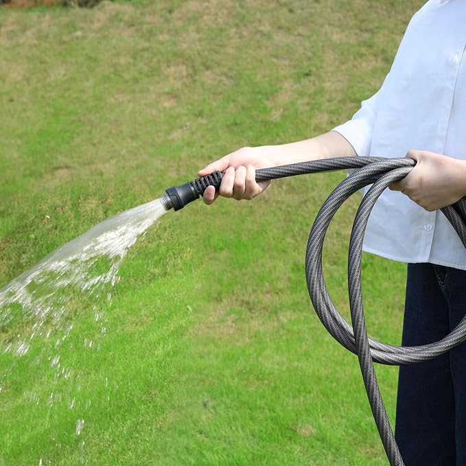 Garden Hose 10ft x 5/8",Flexible Water Hose,Lightweight Braided Hose with Swivel Handle,Leak-Free Connections, Male to Female Fittings, Kink Resistant Durable Hybrid Hose,Grey