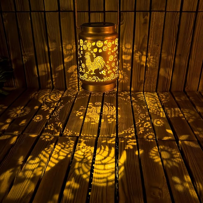 Birthday Gifts for Women Mom Grandma, Chicken Solar Lanterns Outdoor Waterproof, Hanging Solar Lights for Yard Patio Lawn Garden Decor
