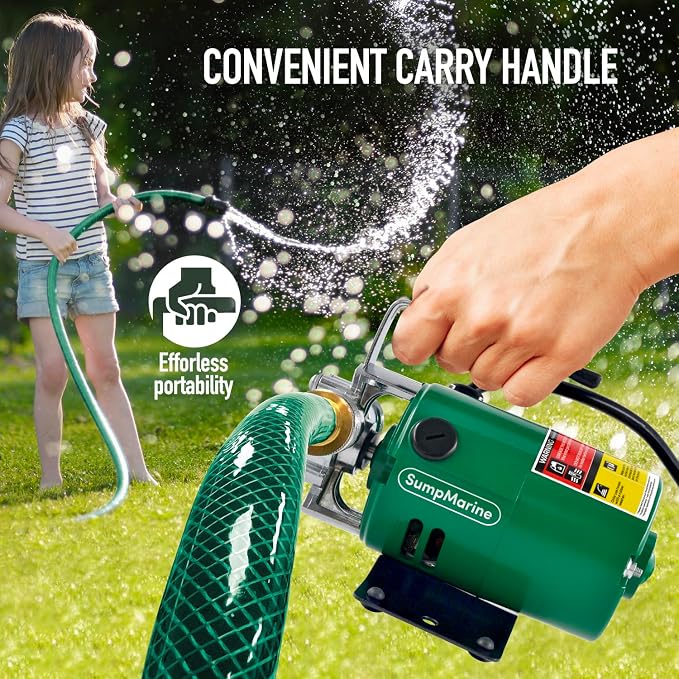 SumpMarine Water Transfer Pump, 115V 330 Gallon Per Hour - Portable Electric Pump with 6' Hose Kit, Remove Water From Pools, Rain Barrel, Aquariums