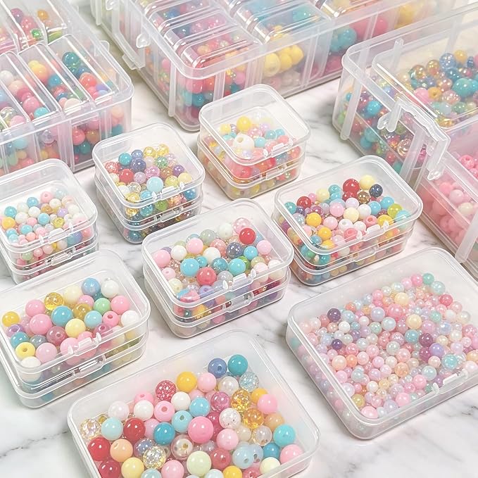 Guyuyii 58 PC Bead Storage Containers with Label Stickers & Portable Handle | for Craft Supplies, Jewelry Making, Diamond Painting | Stackable 3-Tier Case, Compatible with Seed Beads, Earrings, Sewing