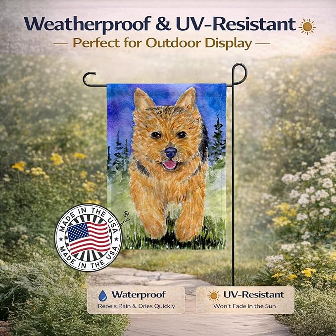 Caroline's Treasures SS8993GF Norwich Terrier Garden Flag Mailbox Flag Decorative Yard Flag Banner Outside Patio Artwork Yard Flower Beds, Garden Size, Multicolor