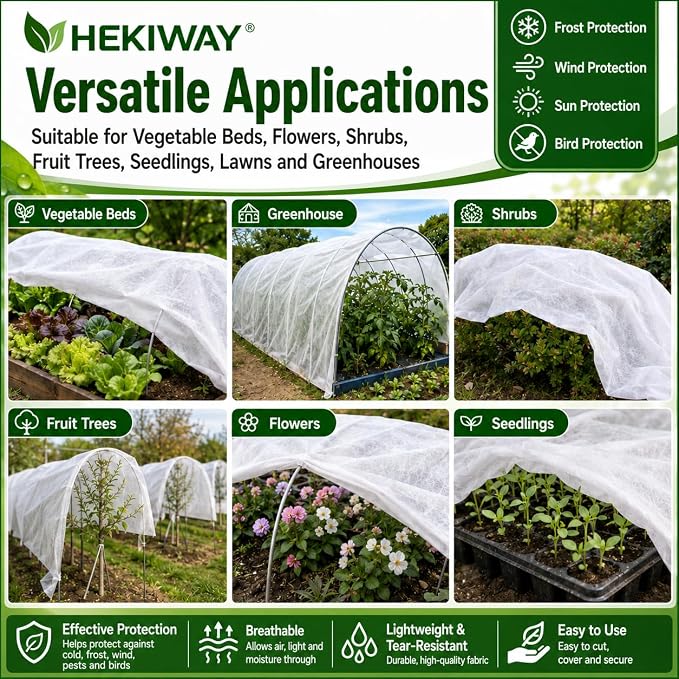 Frost Cloth Plant Freeze Protection, 10 FT x 30 FT 1.5 oz/yd² Garden Fabric Blanket, Plant Covers for Outdoor Plants, Floating Row Cover for Raised Beds and Vegetables