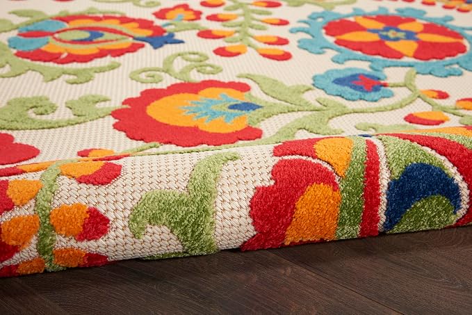 Nourison Home Aloha Multicolor 9'6" x 13' Area Rug - Easy Clean, Non Shedding, Bed Room, Living Room, Dining Room, Kitchen (10' x 13')