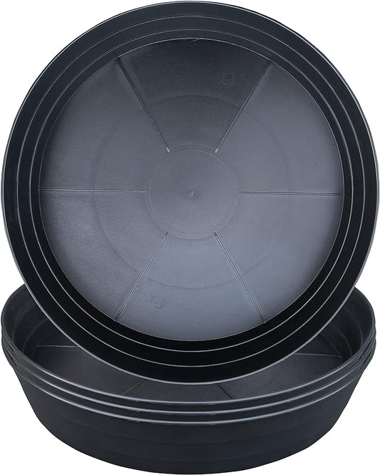 16 Inch Large Plant Saucers, Extra-Deep 2.3 in Black Drip Trays for Flower Pot, Heavy Duty Drainage Tray for Indoors No Holes, 4 Pack Plastic Planter Plate Water Catcher for Pots Base 12 13 14 in