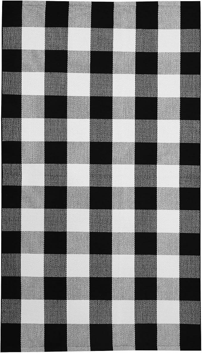IOHOUZE Buffalo Plaid Checkered Rug 3x5 Ft Front Door Mats, Washable Area Rugs for Front Porch Decor, Spring Summer Welcome Mats Outdoor, Black White Rug for Farmhouse/Entryway/Home Entrance