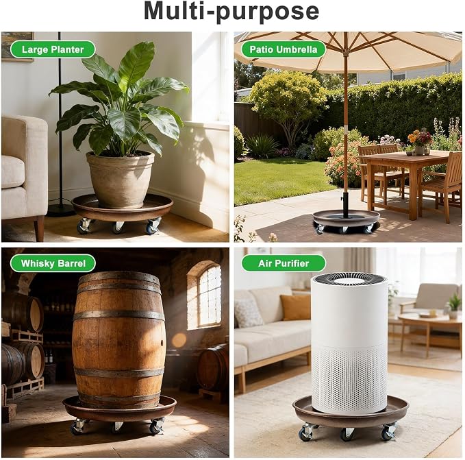1 Pack 20 Inch Metal Plant Caddy With Lockable Wheels,Plant Stand Dolly for Heavy Planter,Wheeled Planter Saucer Tray,Rolling Plant Stand,Heavy-Duty Plant Caddy for Indoor and Outdoor(Copper)