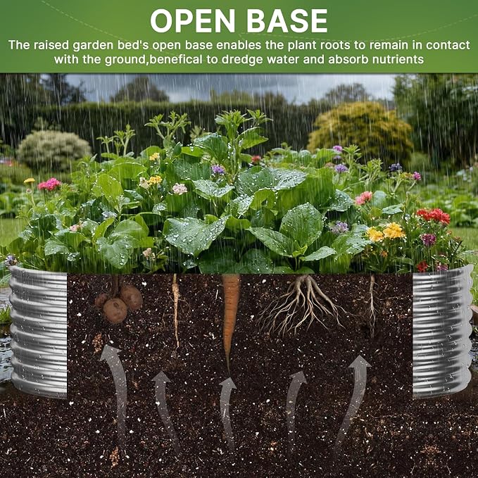 2 PCS Tall Galvanized Raised Garden Bed Outdoor, Metal Garden Bed for Vegetables, Above Ground Garden Box for Flower, Steel Raised Beds for Gardening - 3x2ft