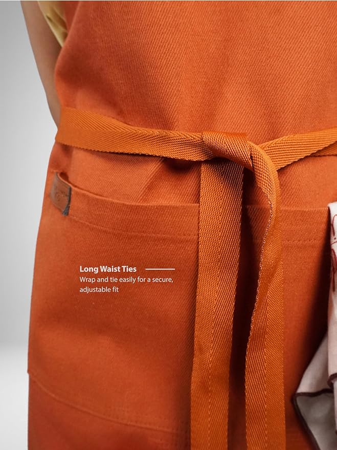 100% Cotton Kitchen Apron with 2 Pockets – Adjustable Chef Apron for Cooking Baking BBQ – Unisex Apron
