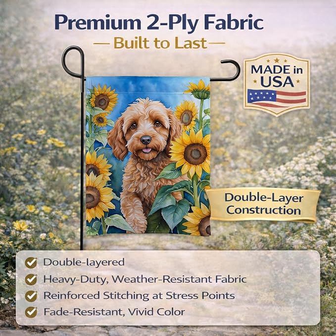 Caroline's Treasures DAC6057GF Cockapoo in Sunflowers Garden Flag Mailbox Flag Decorative Yard Flag Banner Outside Patio Artwork Yard Flower Beds, Garden Size, Multicolor