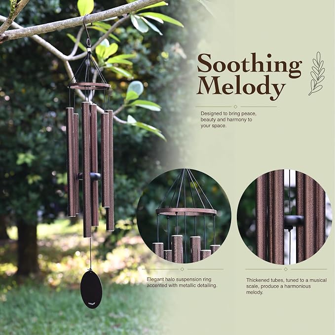 Vanquer Wind Chimes for Outside Deep Tone - 38'' Wind Chimes Outdoor Clearance, Deep Tone, Windchimes Outdoors, Memorial,Wind Spinner, Sympathy Gift, Patio, Home Décor (Bronze)