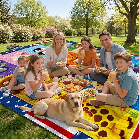 79" x 118" Picnic Blanket Extra Large,Waterproof Sandproof Foldable Outdoor Blanket Beach Blanket Ocean Picnic Mat for Camping,Lawn,Park(Animal)