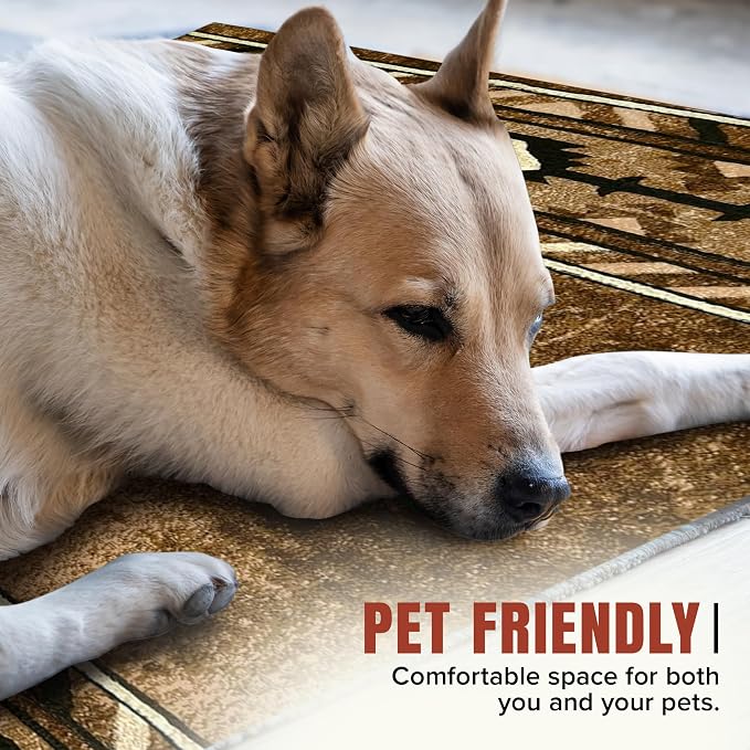 YHSF Southwestern Area Rug - Anti Static & Washable - Cigar, 2 ft x 7 ft | Soft Native American Tribal Floor Rugs for Living Room, Bedroom, Hallways, and More - Easy-to-Clean Home Decors